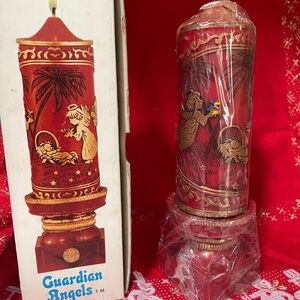 Vintage Candle and Stand - Guardian Angels 8.5"